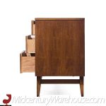 Broyhill Brasilia Mid Century Walnut and Brass Lowboy Dresser