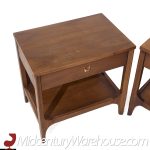 Broyhill Brasilia Mid Century Walnut and Brass Nightstands - Pair