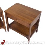 Broyhill Brasilia Mid Century Walnut and Brass Nightstands - Pair