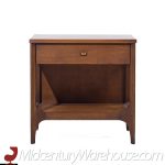 Broyhill Brasilia Mid Century Walnut and Brass Nightstands - Pair