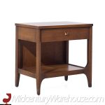 Broyhill Brasilia Mid Century Walnut and Brass Nightstands - Pair