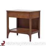 Broyhill Brasilia Mid Century Walnut and Brass Nightstands - Pair