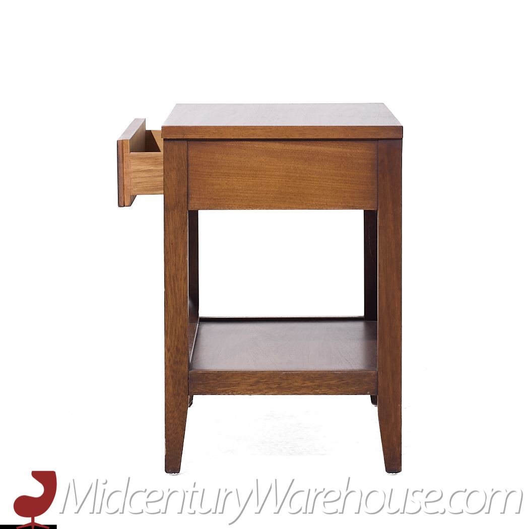 Broyhill Brasilia Mid Century Walnut and Brass Nightstands - Pair