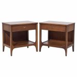 Broyhill Brasilia Mid Century Walnut and Brass Nightstands - Pair