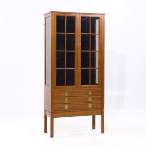 bruksbo mid century danish teak display cabinet