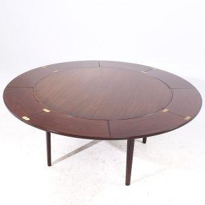 dyrlund mid century rosewood lotus round expanding dining table