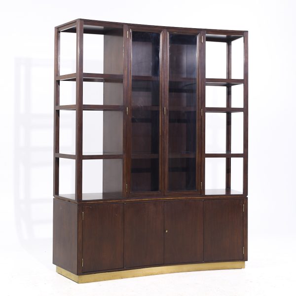 Edward Wormley for Dunbar Model 6027 Mid Century Mahogany and Brass Curved Room Divider