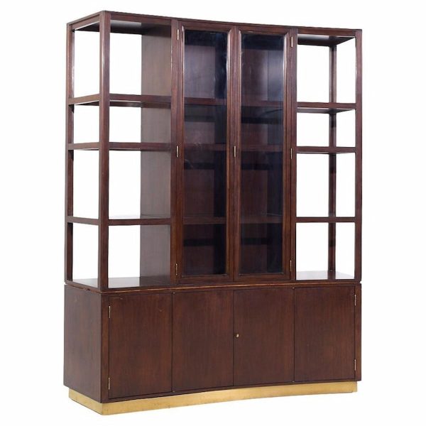 edward wormley for dunbar model 6027 mid century mahogany and brass curved room divider