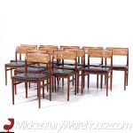 Erik Wørts Mid Century Danish Teak and Cane Dining Chairs - Set of 12