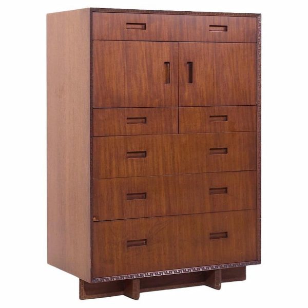 frank lloyd wright for heritage henredon 'taliesin' mid century mahogany highboy dresser