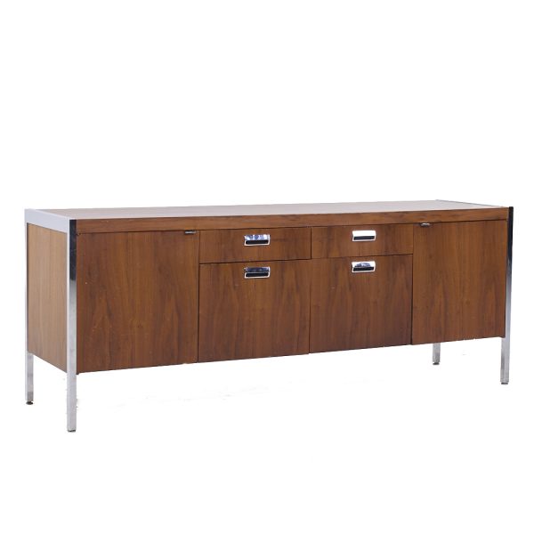 george nelson style mid century walnut file credenza  this credenza measures: 74.75 wide x 20 deep x 29 inches high