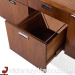 George Nelson Style Mid Century Walnut File Credenza  This Credenza Measures: 74.75 Wide X 20 Deep X 29 Inches High