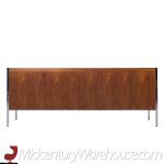 George Nelson Style Mid Century Walnut File Credenza  This Credenza Measures: 74.75 Wide X 20 Deep X 29 Inches High