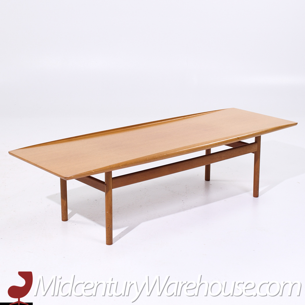 Grete Jalk for Poul Jeppesen Mid Century Danish Teak Surfboard Coffee Table