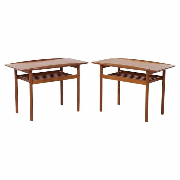 grete jalk for poul jeppesen møbelfabrik mid century danish teak side tables - pair