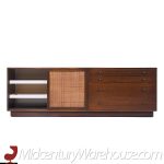 Harvey Probber Mid Century Bleached Mahogany and Cane Credenza with Hutch