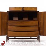 Helen Hobey Baker Mid Century Walnut and Burlwood Highboy Dresser