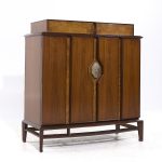 Helen Hobey Baker Mid Century Walnut and Burlwood Highboy Dresser