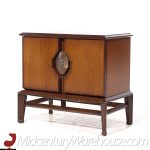 Helen Hobey Baker Mid Century Walnut and Burlwood Nightstands - Pair