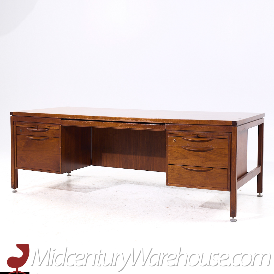 Jens Risom Mid Century Walnut Executive Desk