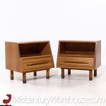 John Keal for Brown Saltman Mid Century Bleached Mahogany Nightstands - Pair