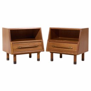 john keal for brown saltman mid century bleached mahogany nightstands - pair