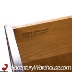 John Widdicomb Campaign Mid Century Burlwood and Brass Lowboy Dresser