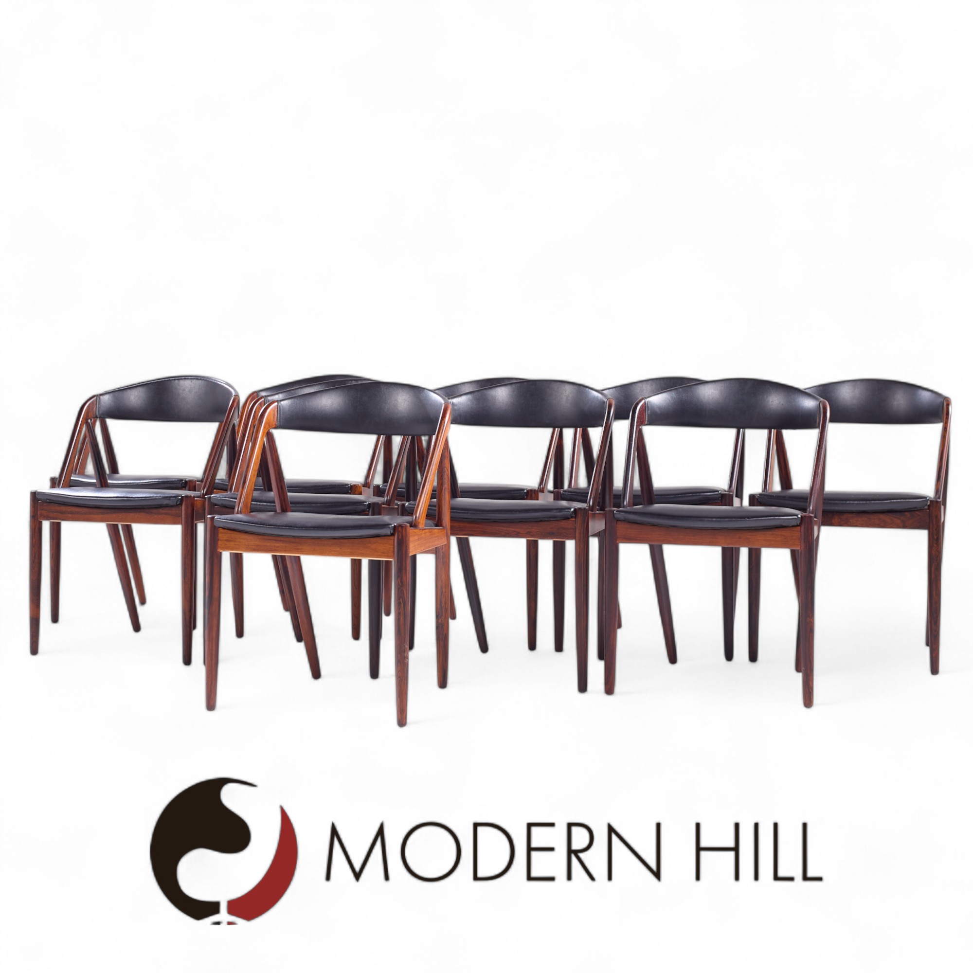 Kai Kristiansen Mid Century Danish Teak Dining Chairs - Set of 10