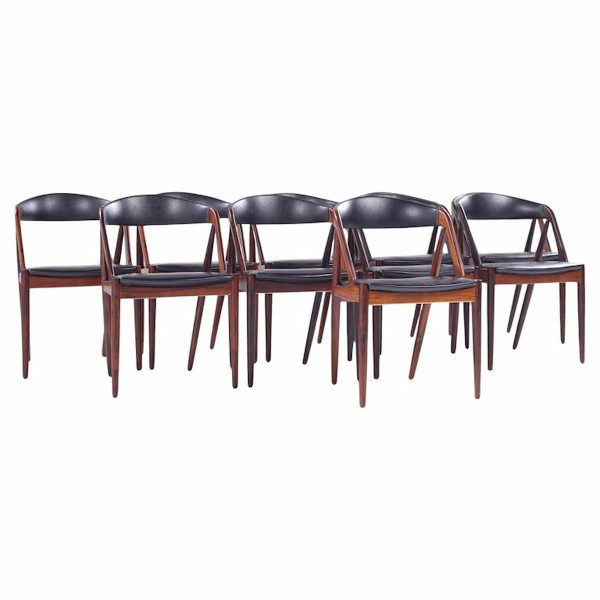 kai kristiansen mid century danish rosewood dining chairs - set of 10