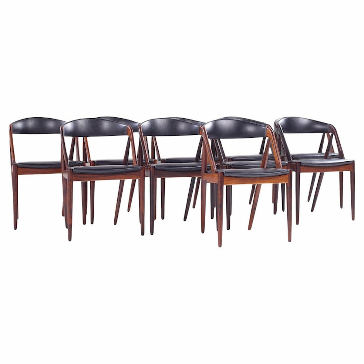 Kai Kristiansen Mid Century Danish Rosewood Dining Chairs - Set of 10