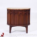 Kent Coffey Perspecta Mid Century Walnut Rosewood Marble Top Nightstands - Pair