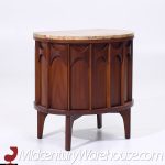 Kent Coffey Perspecta Mid Century Walnut Rosewood Marble Top Nightstands - Pair