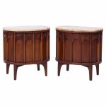 Kent Coffey Perspecta Mid Century Walnut Rosewood Marble Top Nightstands - Pair