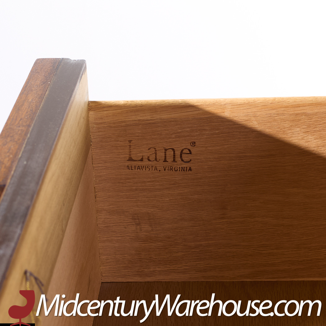 Lane Staccato Brutalist Mid Century Walnut Highboy Dresser