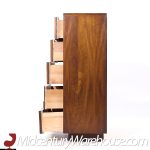 Lane Staccato Brutalist Mid Century Walnut Highboy Dresser