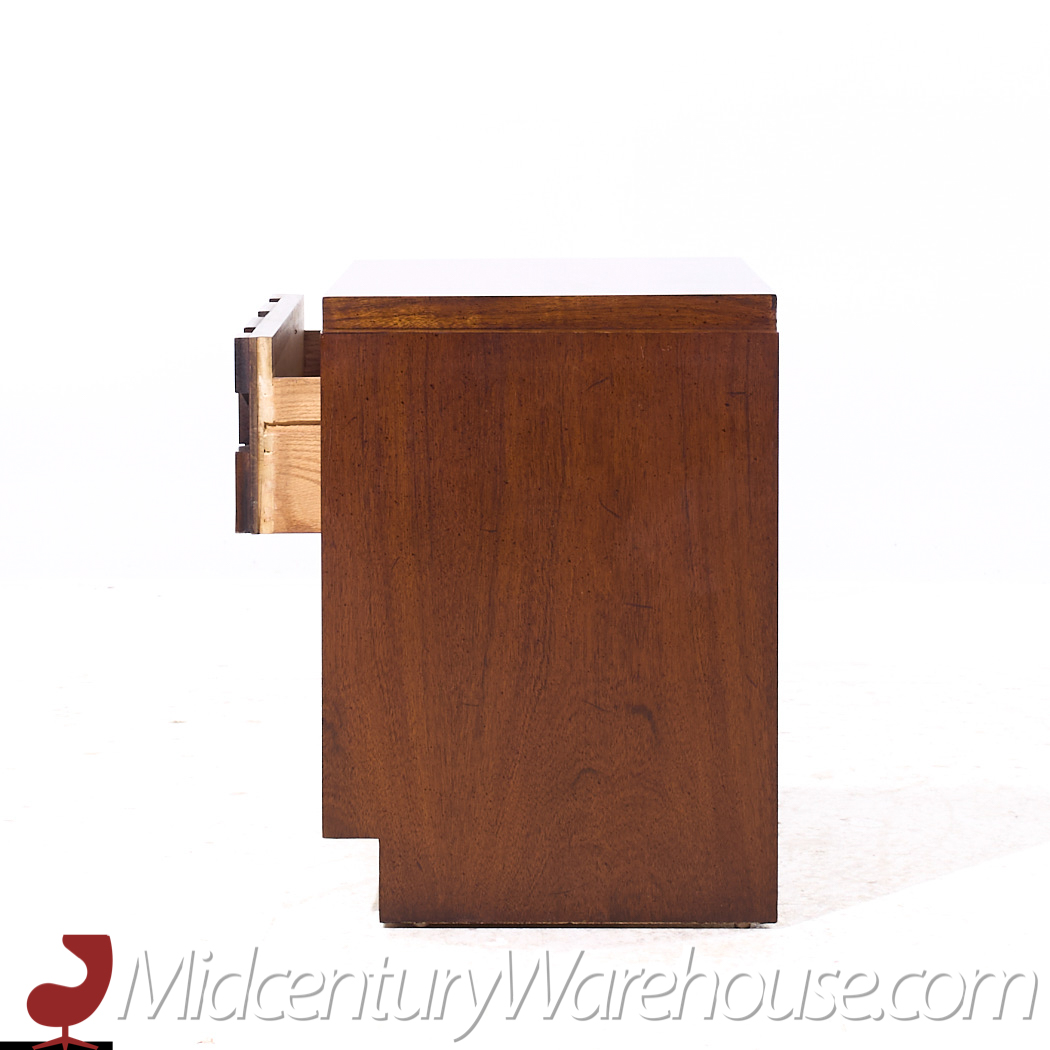 Lane Staccato Brutalist Mid Century Walnut Nightstands - Pair