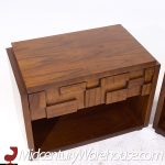 Lane Staccato Brutalist Mid Century Walnut Nightstands - Pair