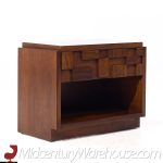 Lane Staccato Brutalist Mid Century Walnut Nightstands - Pair