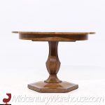 Mastercraft Mid Century Burlwood Pedestal Expanding Dining Table with 3 Leave