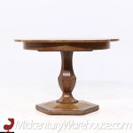 Mastercraft Mid Century Burlwood Pedestal Expanding Dining Table with 3 Leave