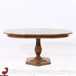 Mastercraft Mid Century Burlwood Pedestal Expanding Dining Table with 3 Leave