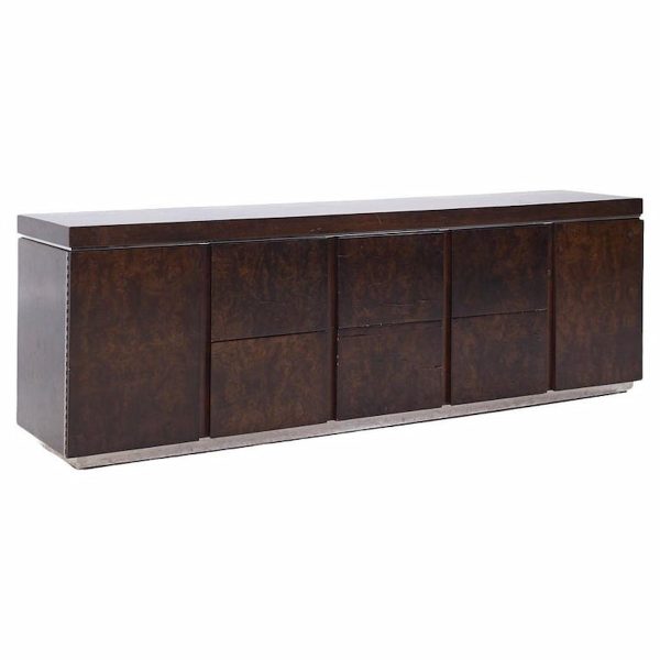 milo baughman style helikon mid century burlwood office credenza