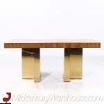 Milo Baughman for Thayer Coggin Mid Century Brass and Rosewood Expanding Dining Table with 2 Leaves