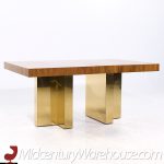 Milo Baughman for Thayer Coggin Mid Century Brass and Rosewood Expanding Dining Table with 2 Leaves