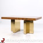 Milo Baughman for Thayer Coggin Mid Century Brass and Rosewood Expanding Dining Table with 2 Leaves