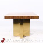 Milo Baughman for Thayer Coggin Mid Century Brass and Rosewood Expanding Dining Table with 2 Leaves