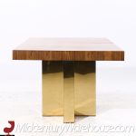 Milo Baughman for Thayer Coggin Mid Century Brass and Rosewood Expanding Dining Table with 2 Leaves