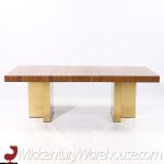 Milo Baughman for Thayer Coggin Mid Century Brass and Rosewood Expanding Dining Table with 2 Leaves