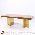 Milo Baughman for Thayer Coggin Mid Century Brass and Rosewood Expanding Dining Table with 2 Leaves