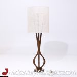 Modeline Mid Century Sculptural Walnut and Brass Table Lamps - Pair